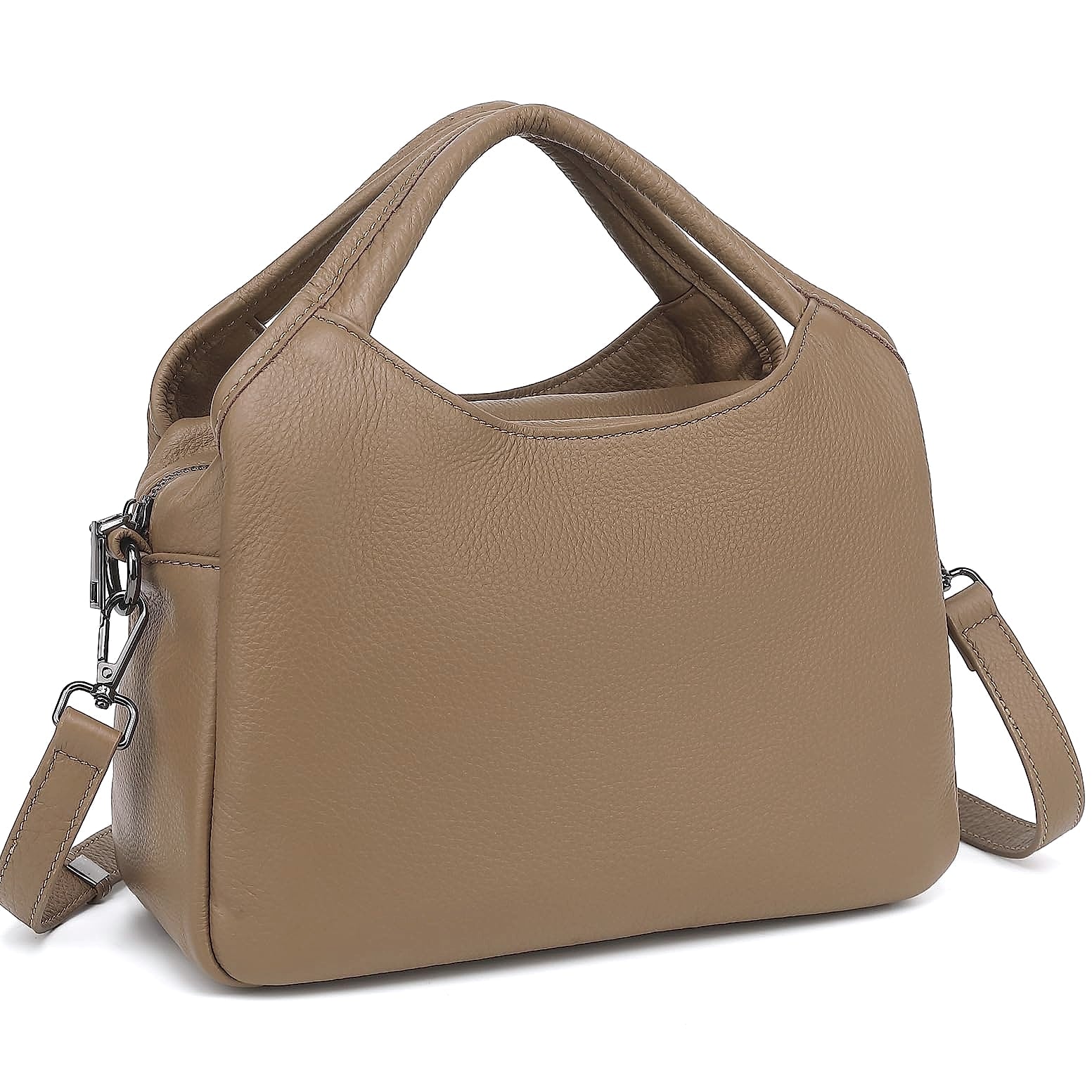 KOGTLA Medium Genuine Leather Handbag with Detachable Satchel Strap