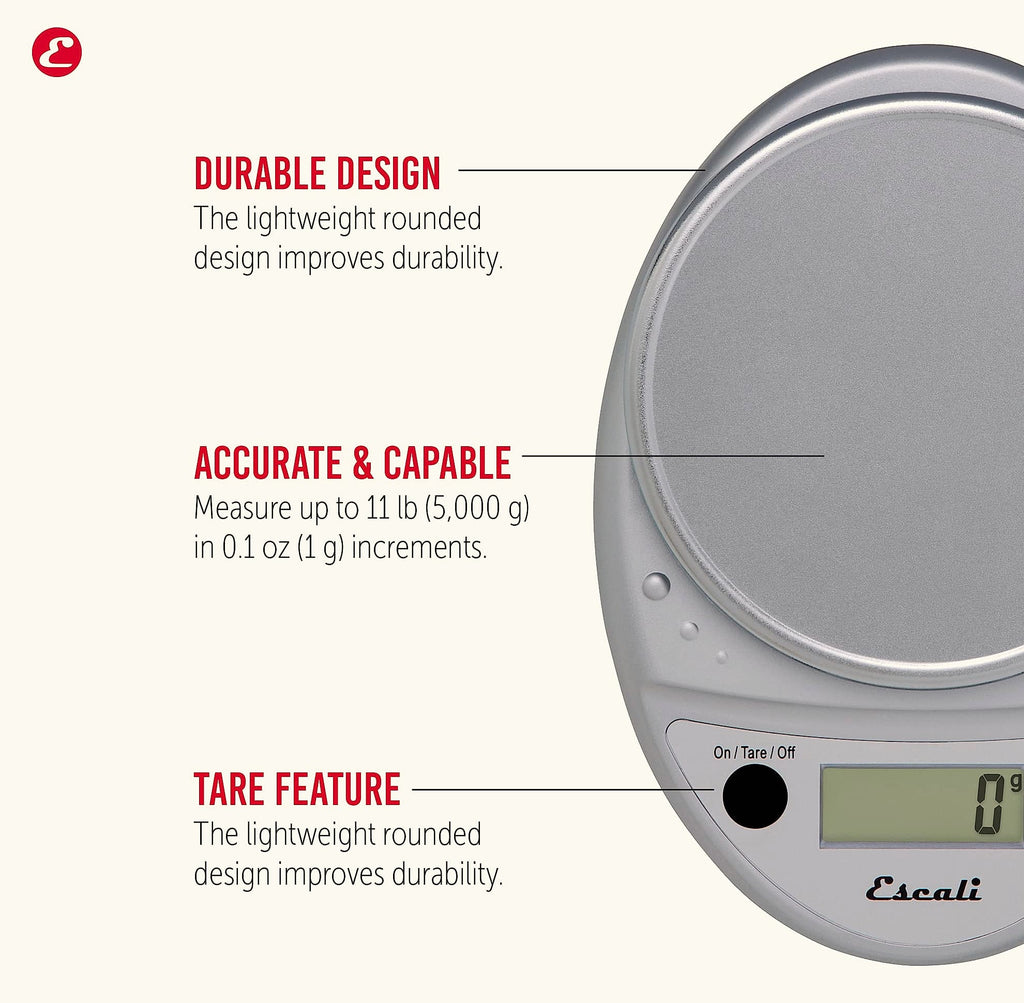Escali Primo Digital Food Scale, 11 lb Capacity Kitchen Scale
