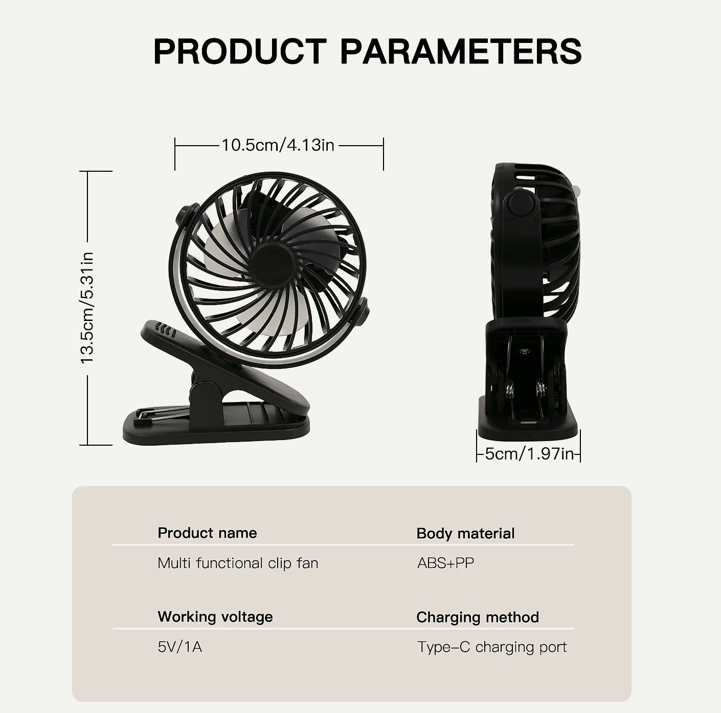 Oeny Mini Clip Fan USB Rechargeable Portable Cooling