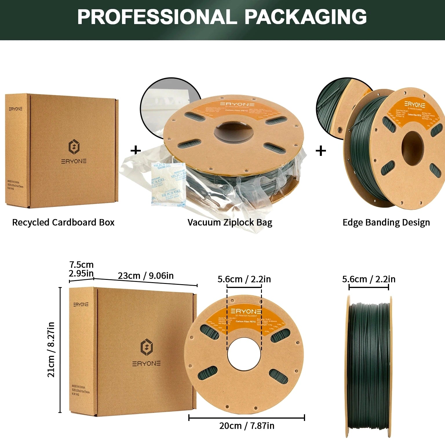 PETG Carbon Fiber 1KG Filament 1.75mm ±0.03mm Tolerance For FDM 3D Printer Print