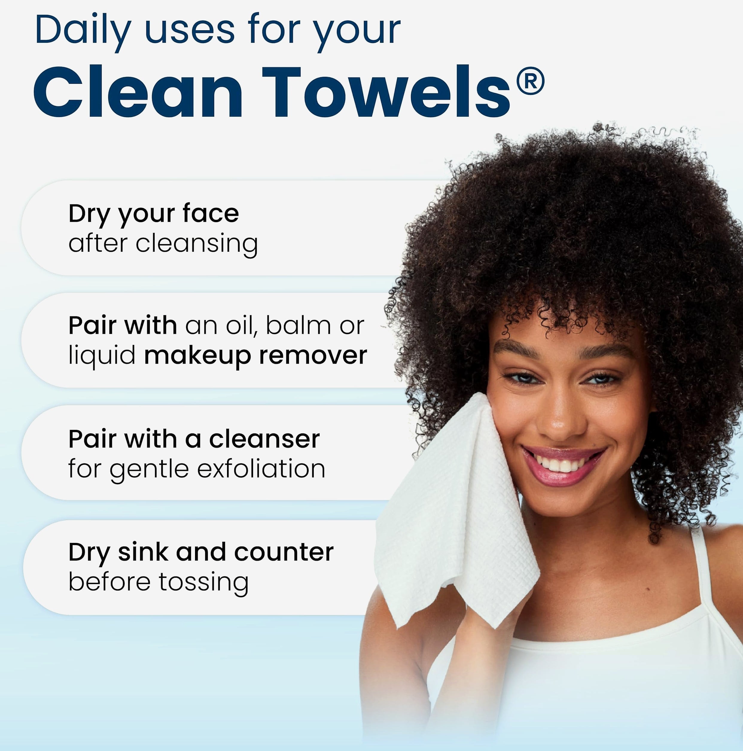 Clean Skin Club Clean Towels XL, 50 Count Disposable Face Wipes