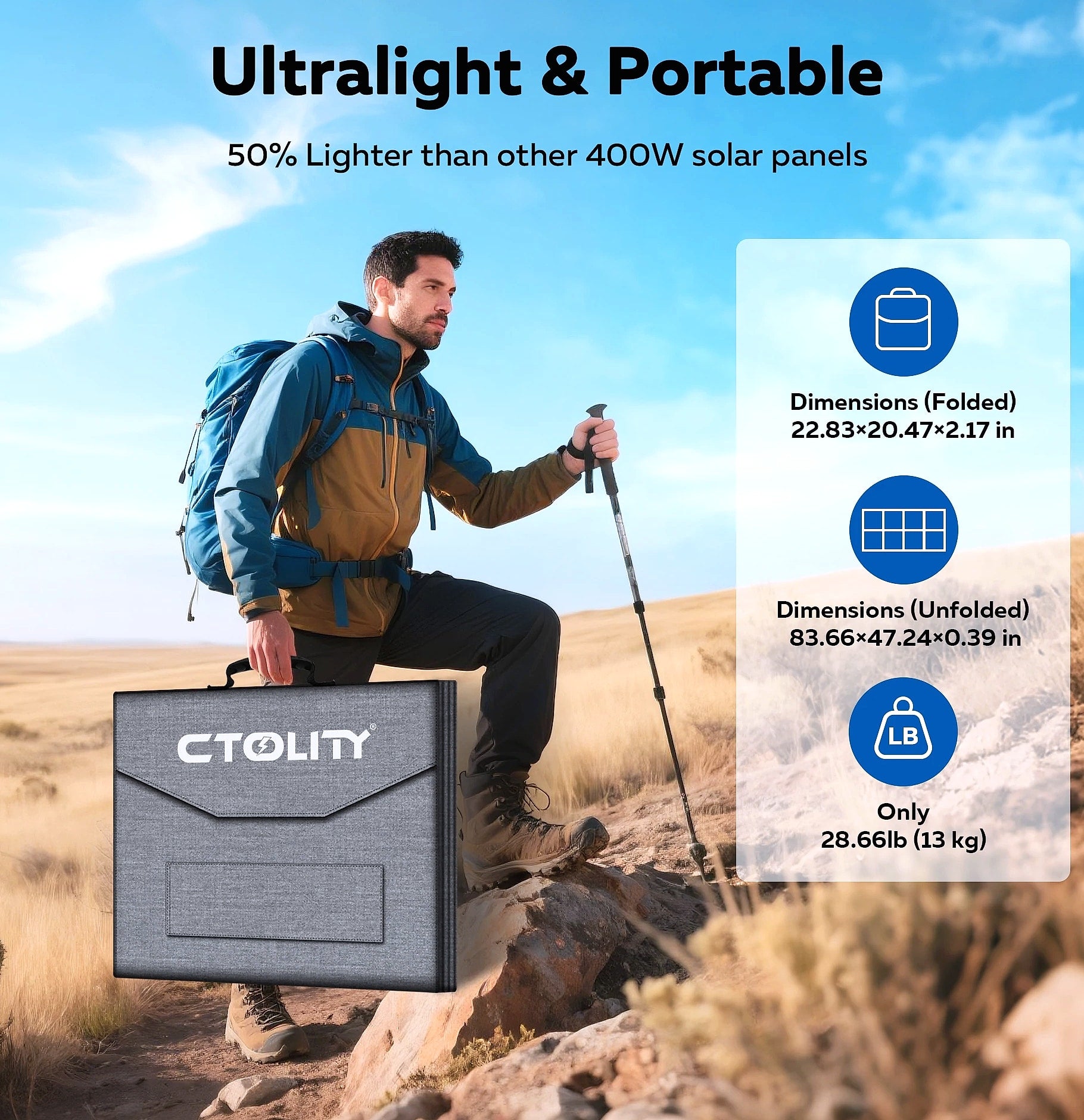 CTOLITY SP400 400W Portable Solar Panel Charger