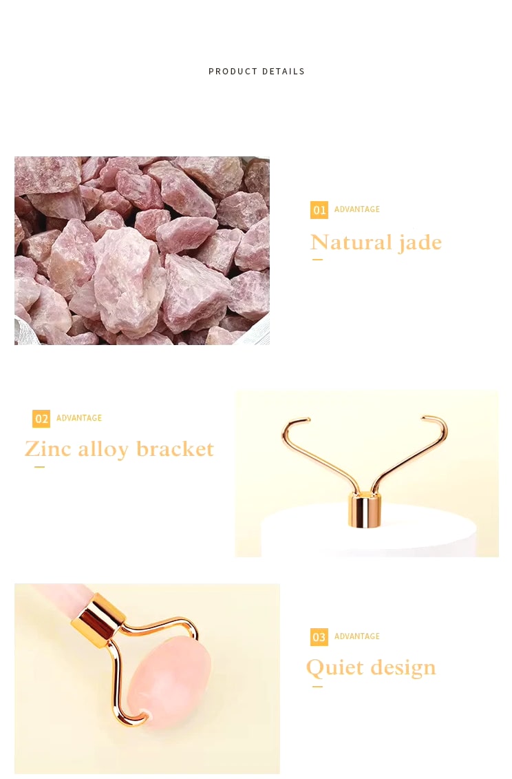 Genuine Jade Stone Massage Natural Quartz Scraper Jade Roller Gua Sha Set - White
