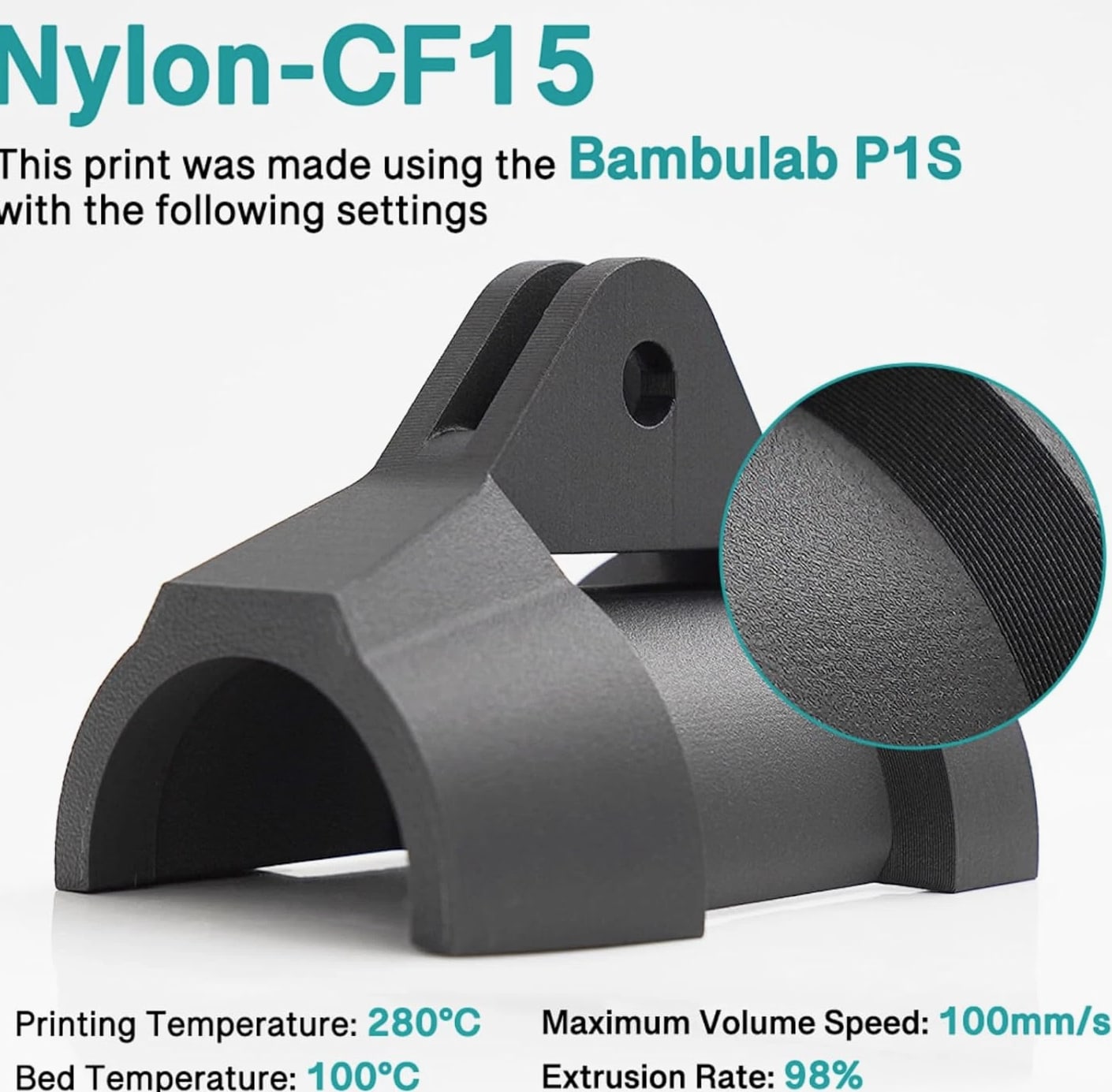 Carbon Fiber Nylon Filament PA6-CF 3D Printer Filament 1.75Mm 1Kg with PC Spool