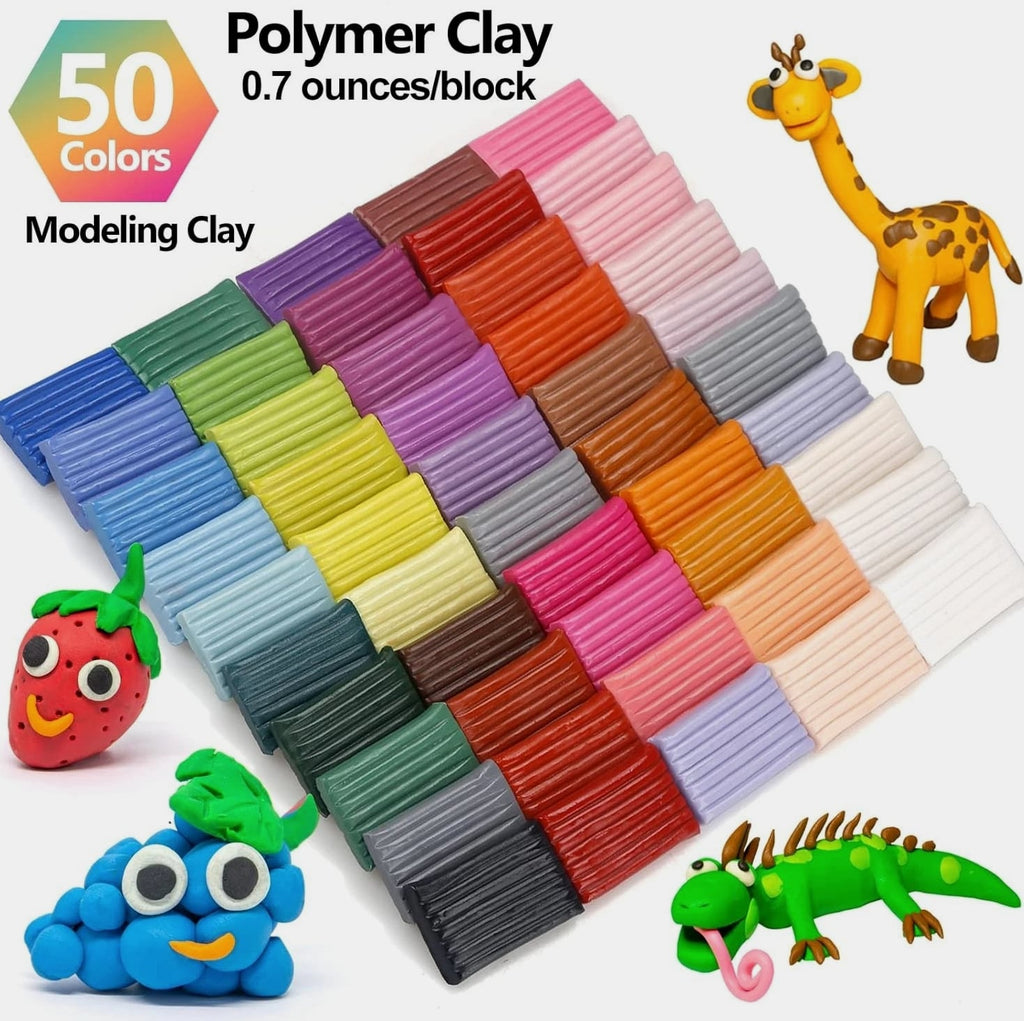 Creative Polymer Clay Starter Set - 50 Colors for Kids Age 4+ - Fun & Engaging