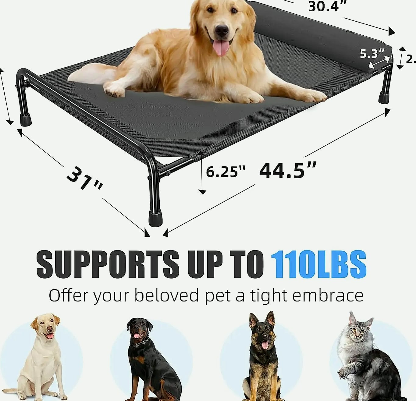 Elevated Dog Bed for Large Dogs, 44.5" Cooling Raised Pet Cot