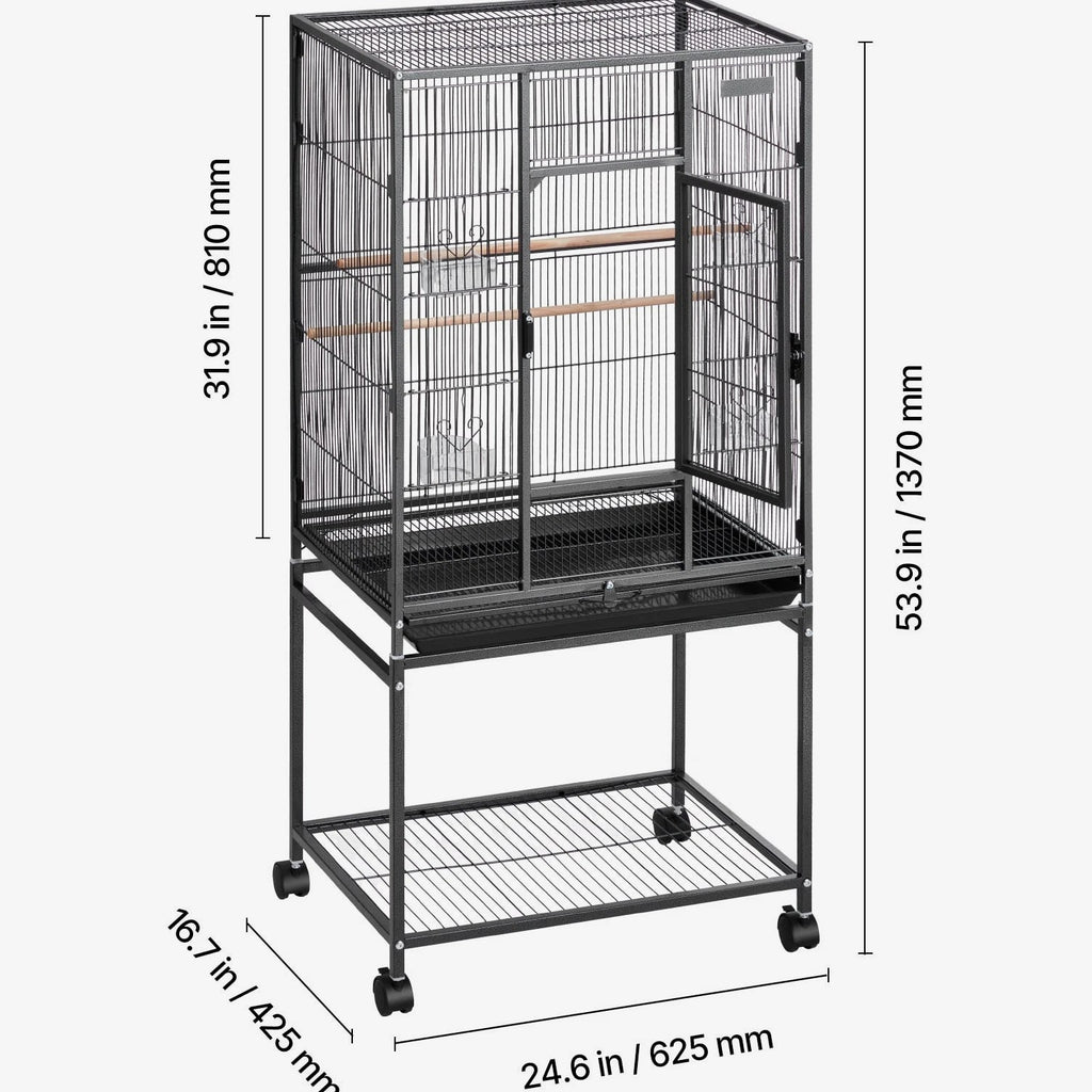 Uimoso Bird Cage with Flat Top, 24.6 x 16.7 x 53.9 inch, Durable Wrought Iron