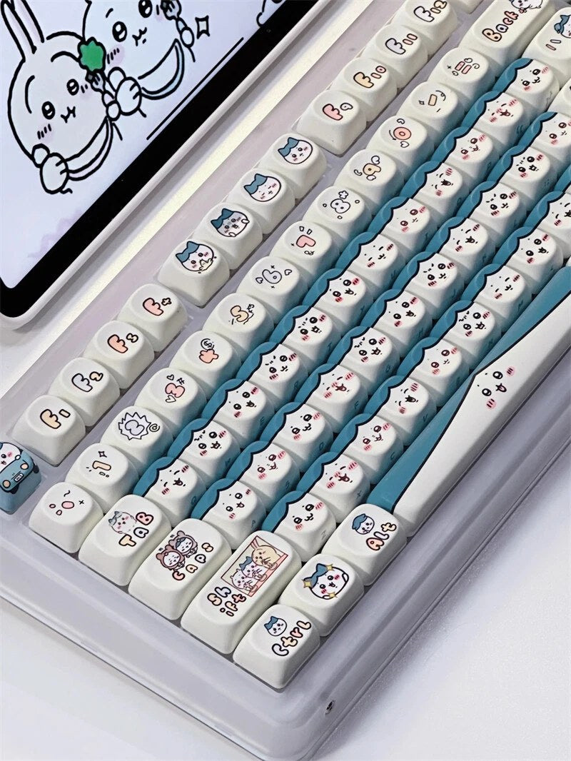 Cartoon Chiikawa Hachiware Keycaps For Mechanical Keyboard Full Set 131 Keys