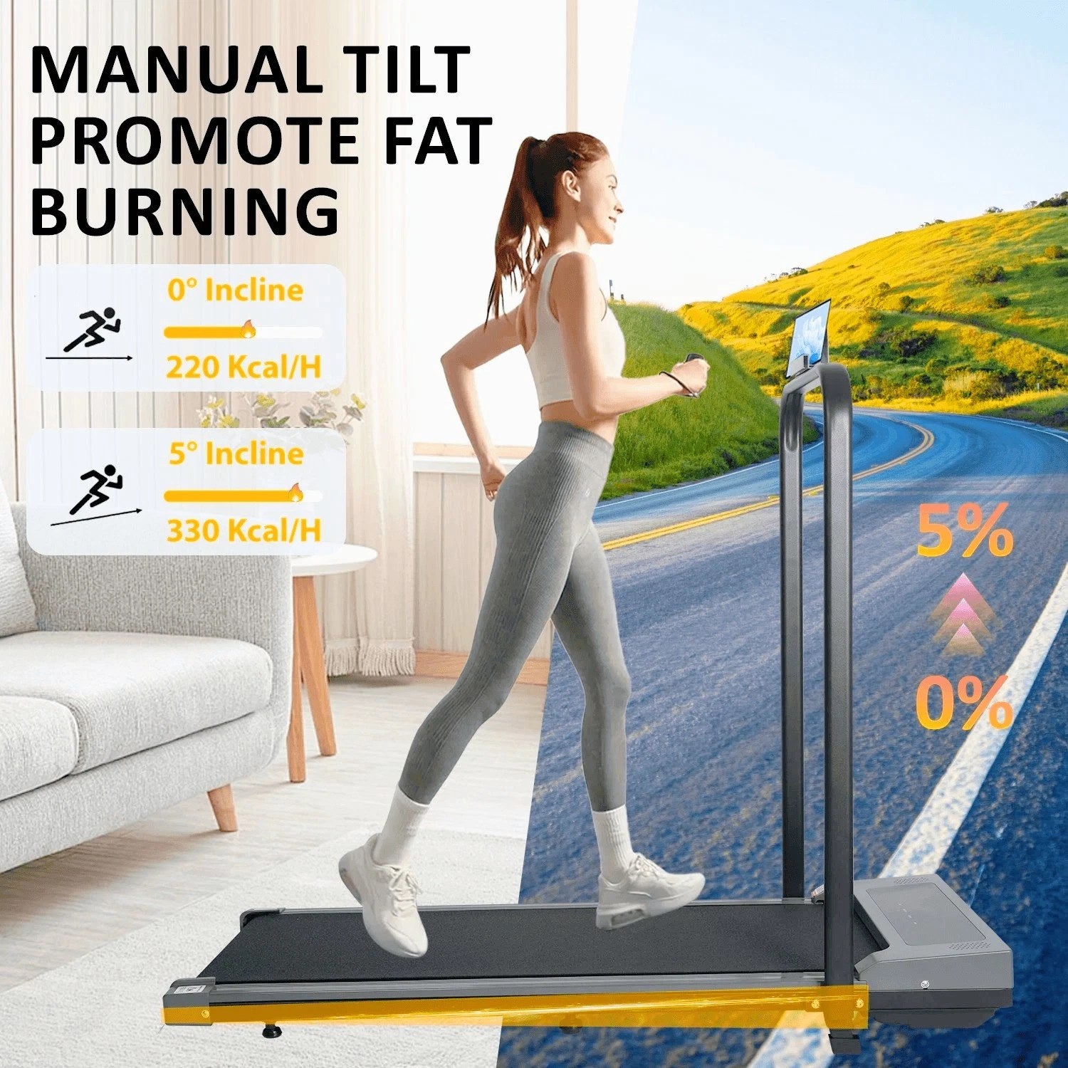 New 5 % lncline Walking Pad，4-in-1 Walking Pad Treadmill With vibration mode