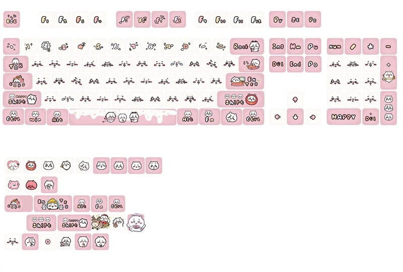 Cartoon Chiikawa Keycaps 131 Keys PBT Key Cap for Mechanical Keyboard Full Set