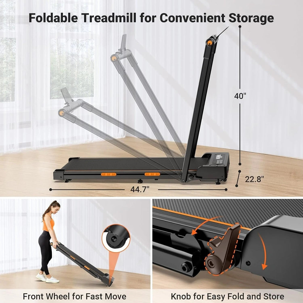 2-in-1 Foldable Treadmill, 2.5HP Under Desk Walking Pad=
