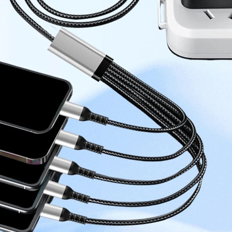 Heavy Duty USB Cable 5 Port Charging Type C & OS System 66W Fast Charging Cable