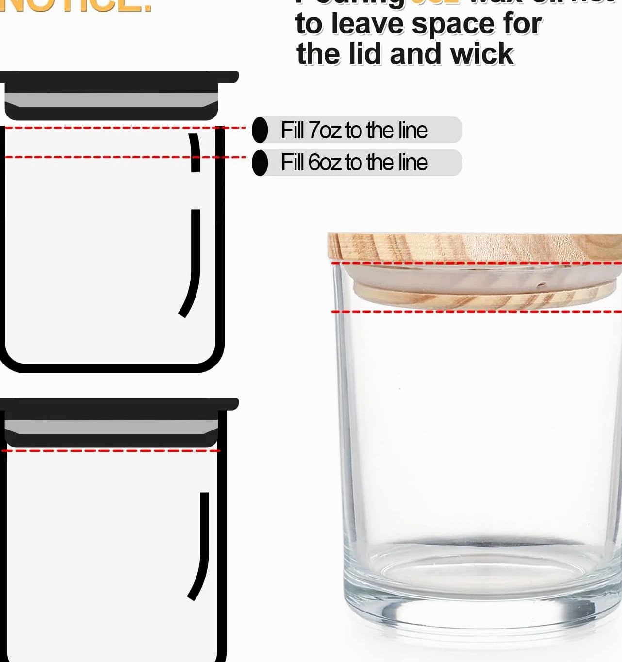 Candle Jars with Lids 7oz - 16 Piece Clear Glass Containers for Candle Making