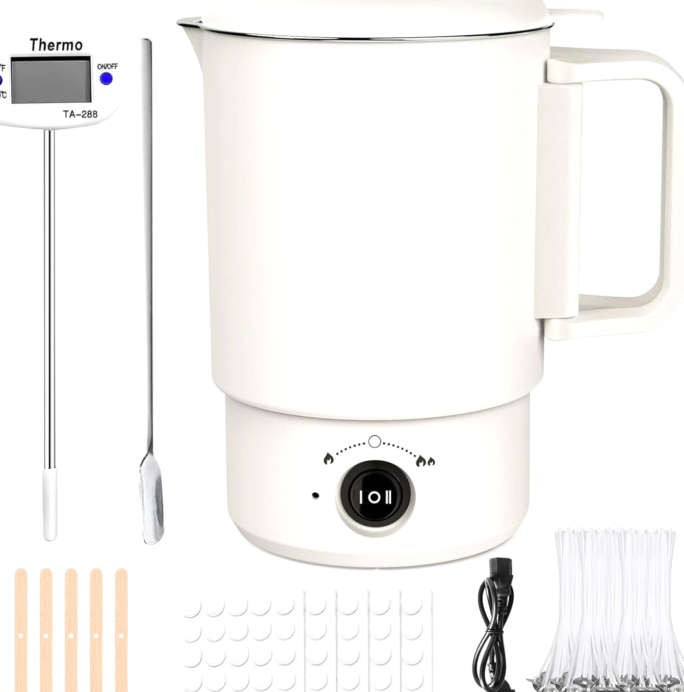 Electric Wax Melting Pot Kit with Thermometer, 800ML Wax Melter for Candle Ma...