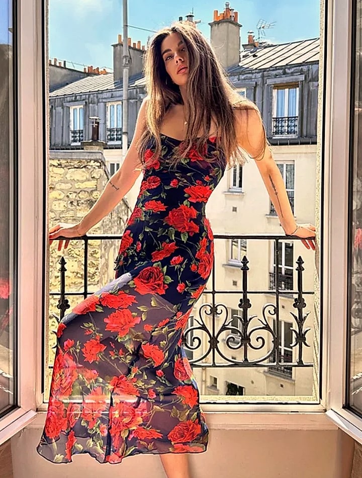 MsChuh Floral Spaghetti Strap Bodycon Maxi Dress