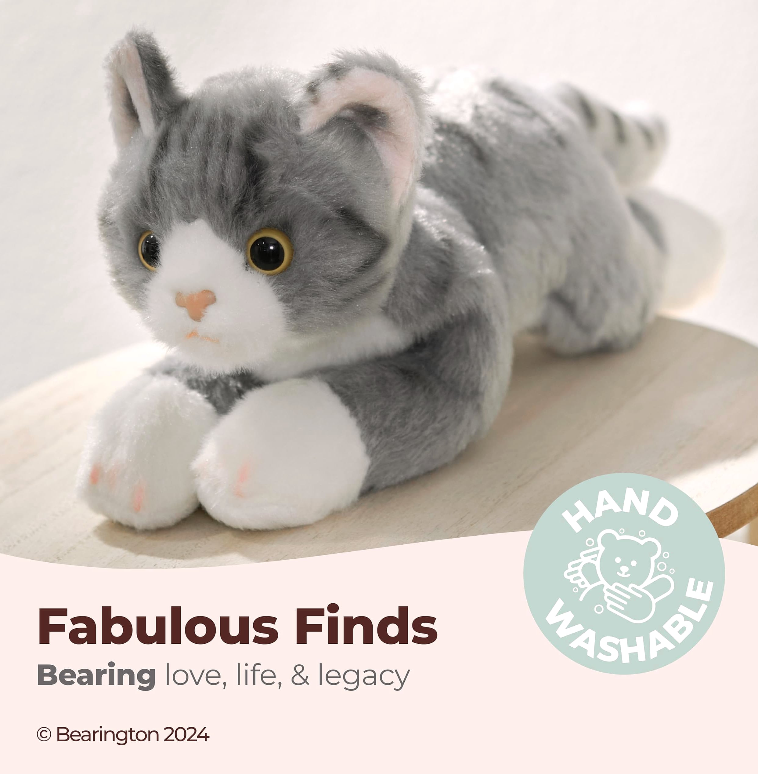 Bearington Lil' Socks 8 inch Gray Striped Cat Plush Toy