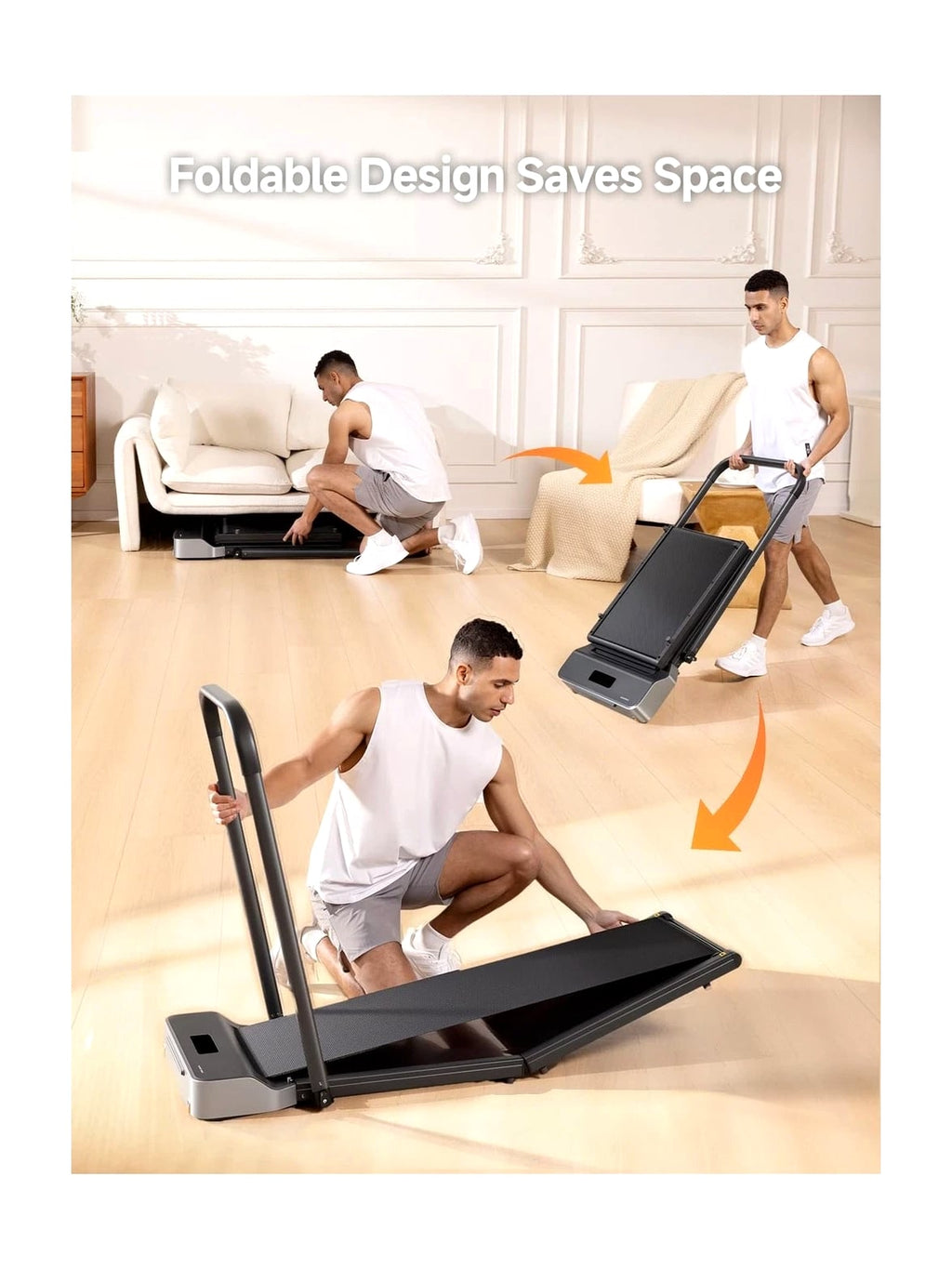 WalkingPad Foldable Walking Pad with Handle Bar, Treadmill for Home Office, Under Desk
