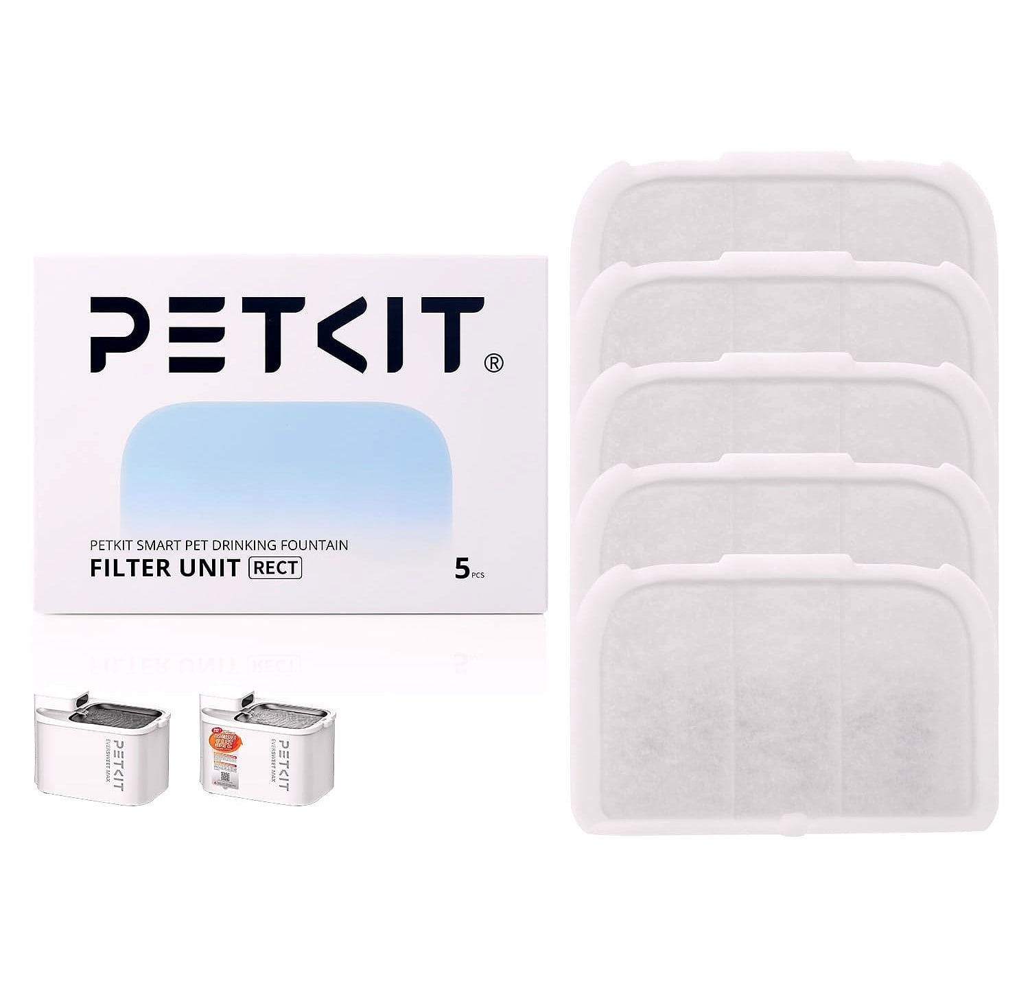 PETKIT Filter Unit Rect for EVERSWEET MAX Cordless Water Fountain 5-Pack