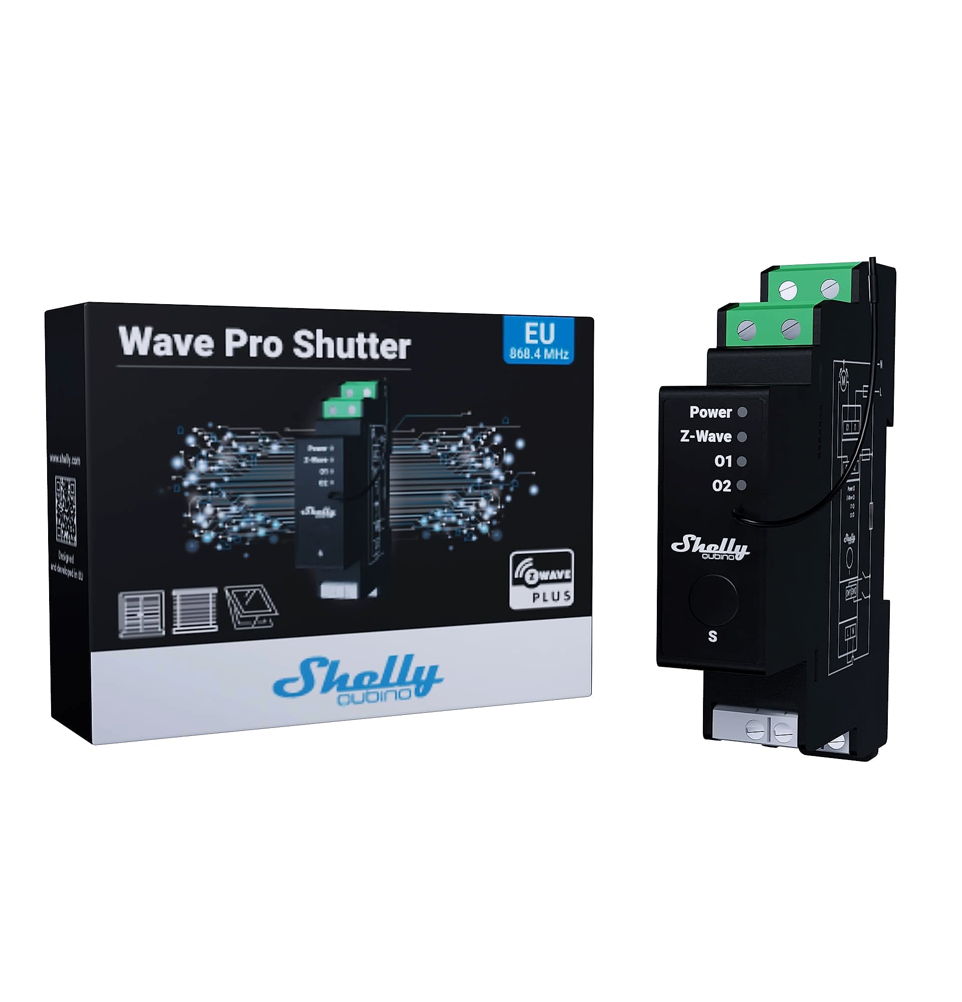 Shelly Wave Pro 2 Z-Wave Smart Relay Switch DIN Rail Mount