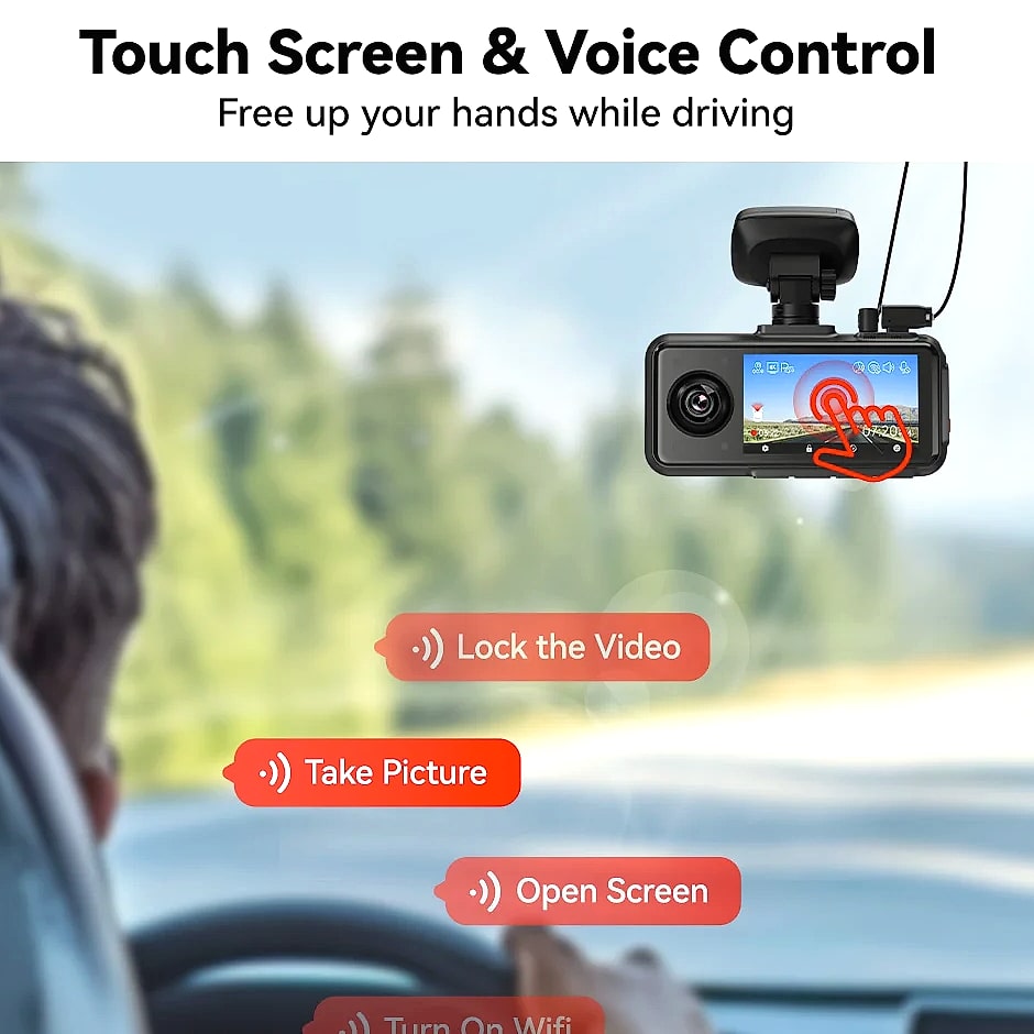 Redtiger A6 4K Dash Cam with GPS and 3-Camera System