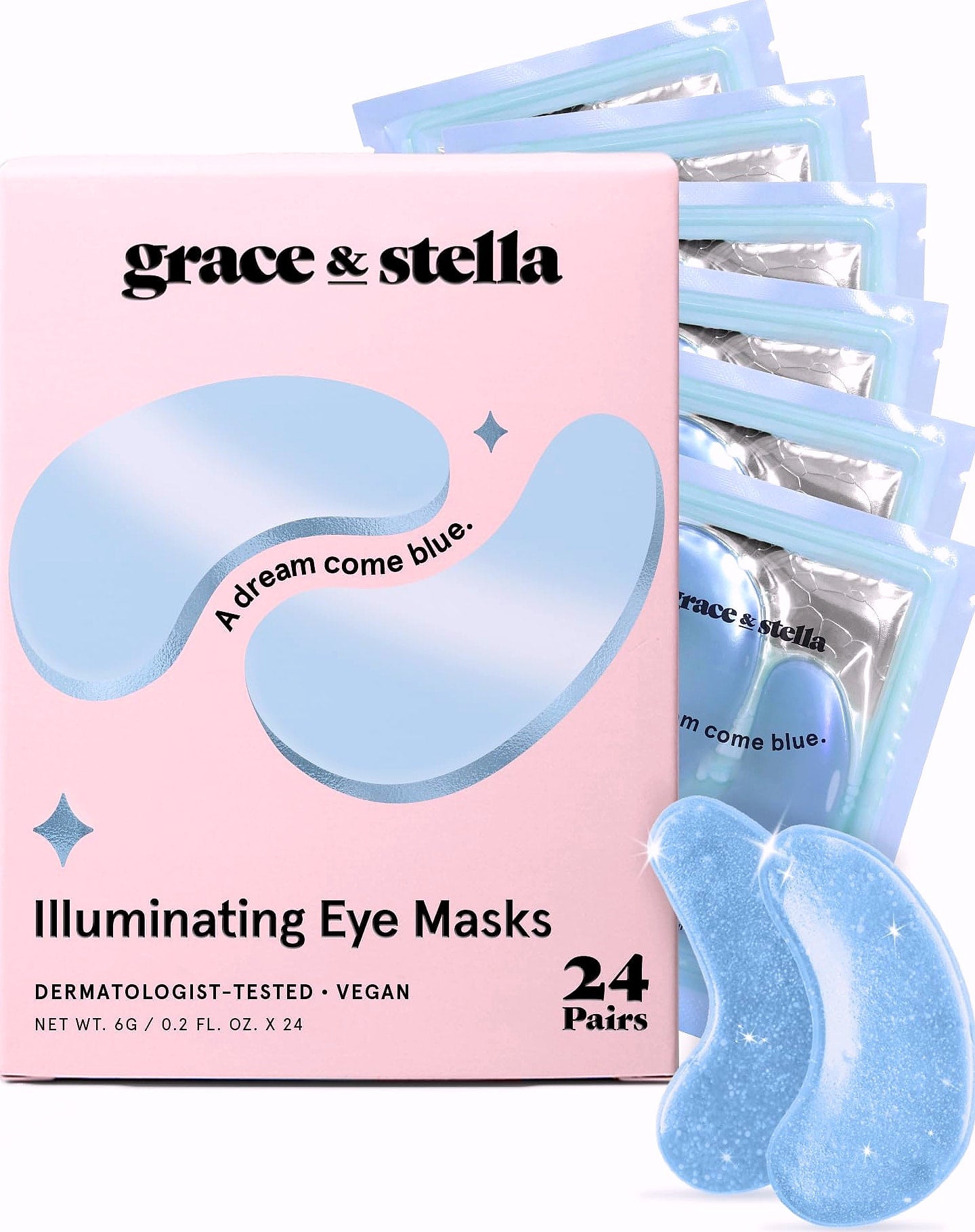 Grace & Stella Gold Under Eye Mask for Dark Circles, 24 Pairs