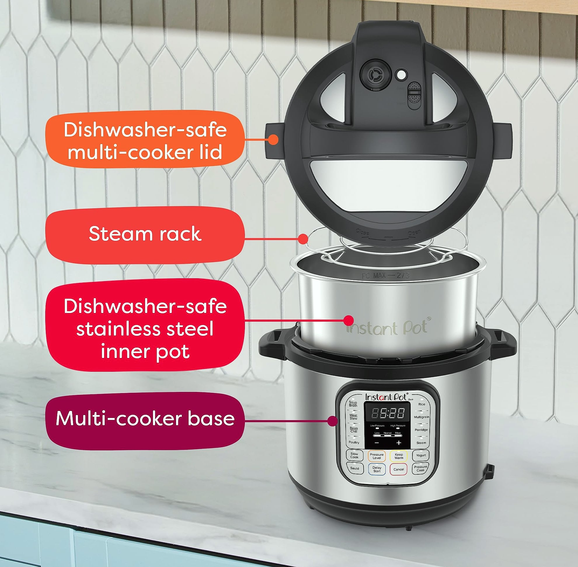Instant Pot Duo 7-in-1 Electric Pressure Cooker, 6 Quart
