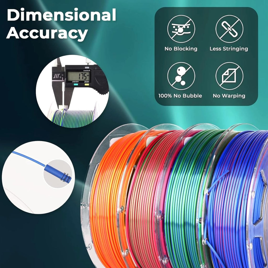 Colorful Silk Dual Color Filament Bundle, 1.75mm