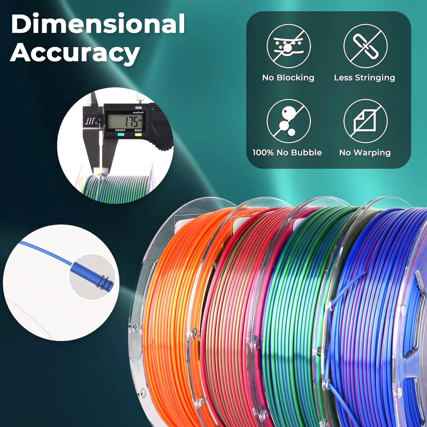 Colorful Silk Dual Color Filament Bundle, 1.75mm