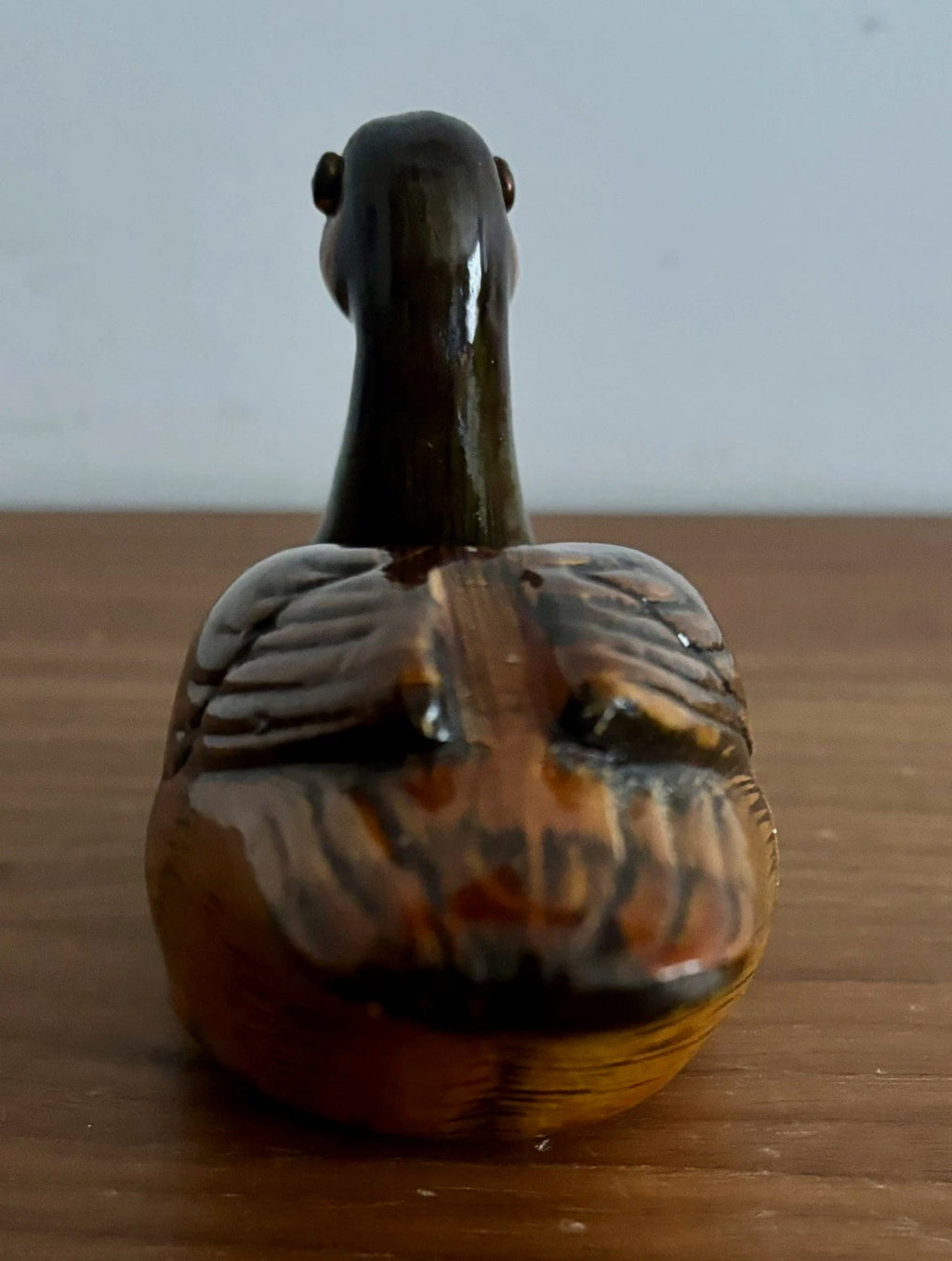 Vintage Hand Painted Ceramic Swimming Duck 14cm Figurine Trinket Ornament - Brown