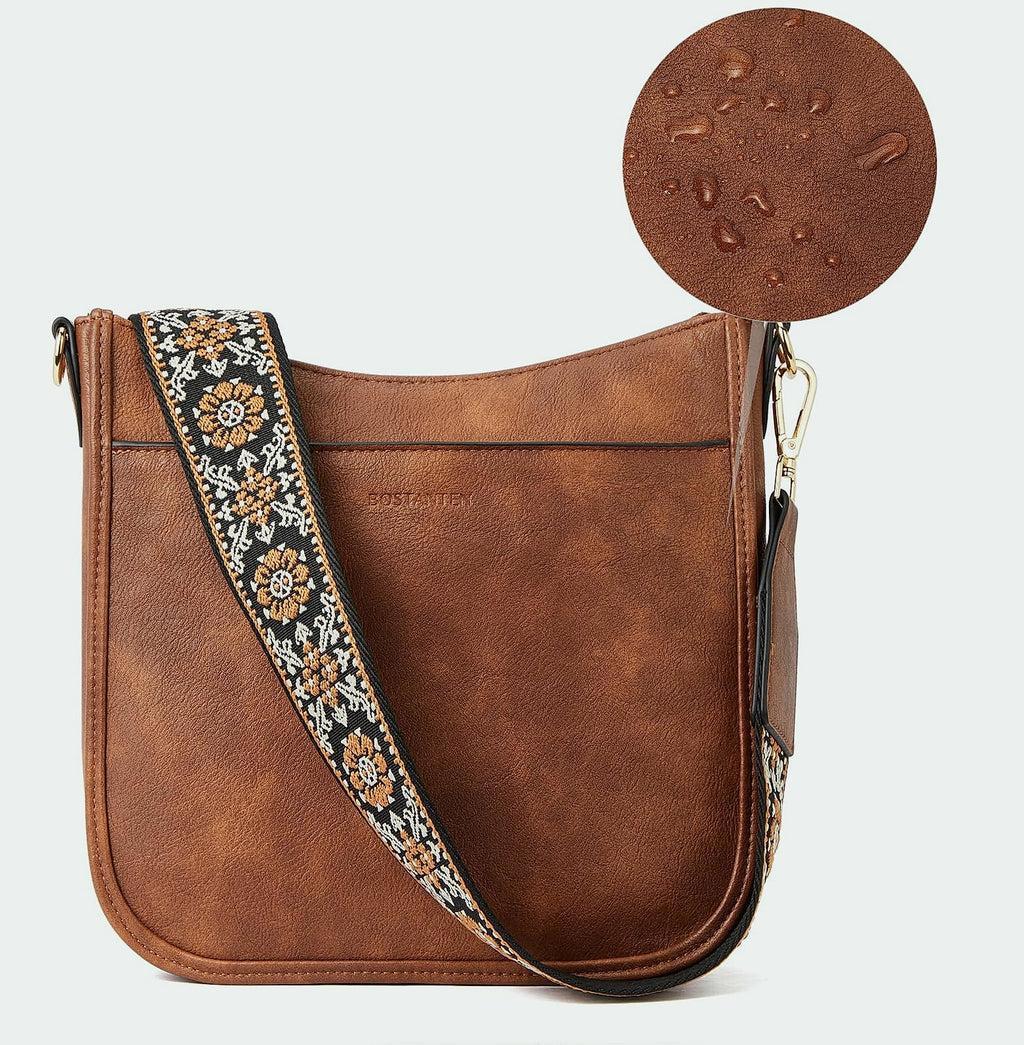 BOSTANTEN Women's Vegan Leather Crossbody Bag Hobo Shoulder Purse