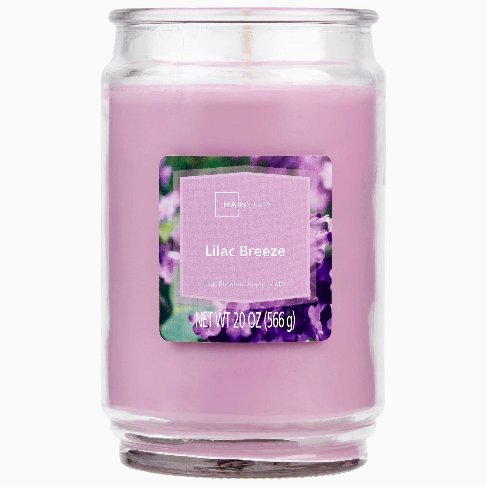 Mainstays Lilac Breeze Scented Single-Wick Large Glass Jar Candle 20 oz