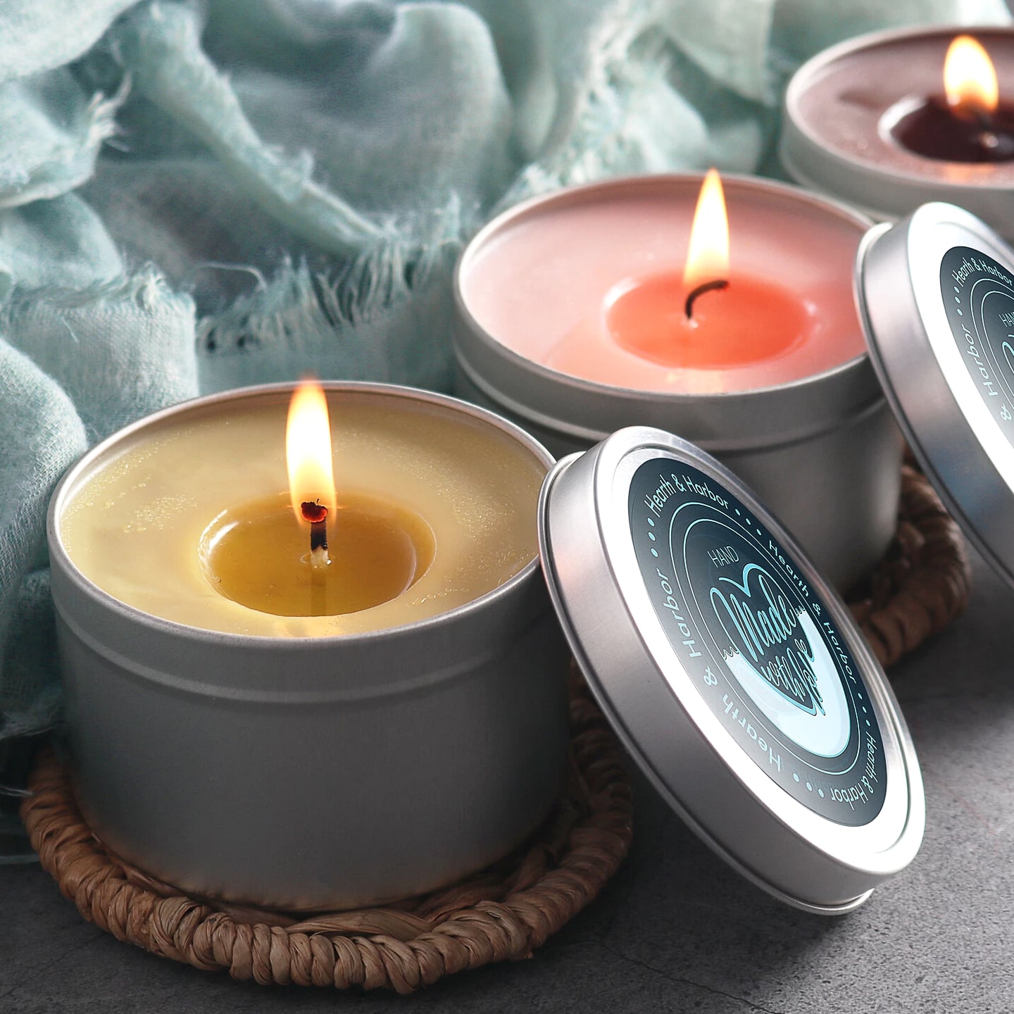 Candle Tins with Lids Metal Jars for Candles with Custom Sticker for Lids
