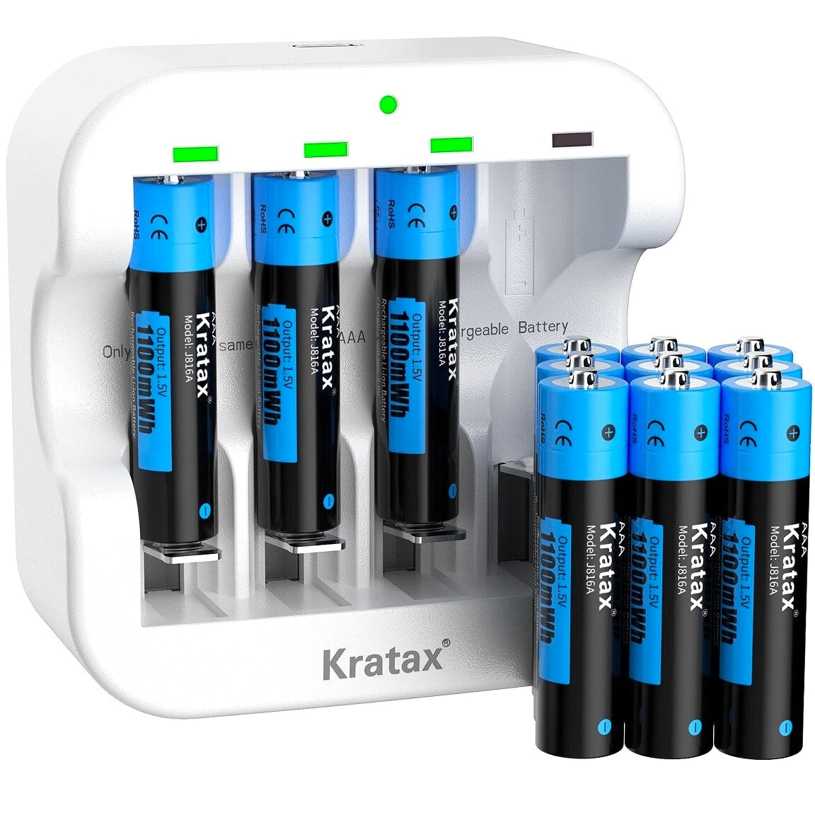 Kratax 1.5V 1100mWh Lithium AAA Batteries Rechargeable AAA Li-ion Batteries Lot