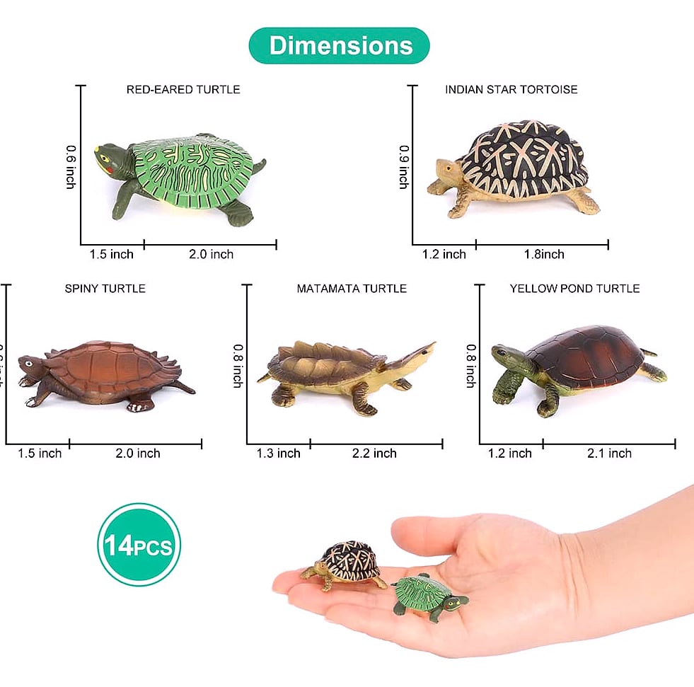 Volnau Mini Sea Turtle Figures 14-Piece Animal Toy Set