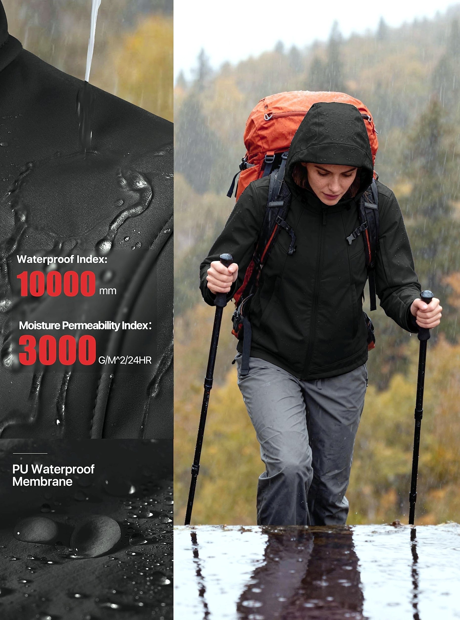 Free Soldier Women's Waterproof Softshell Jacket with Hood