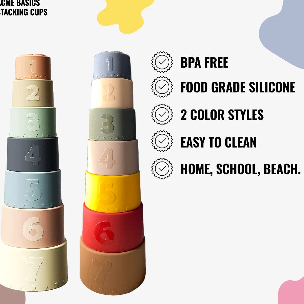 Toy Stacking Cups. Fun Educational Baby Toys, Waterproof Silicone for  Toddlers