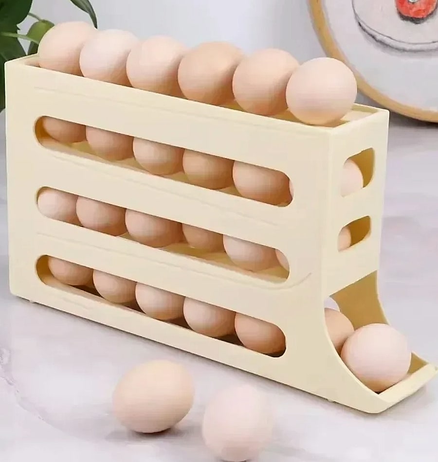 AHTOSKA 4-Layer Automatic Egg Dispenser Fridge Organizer