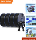4 Black PLA Filament Spools - 1.75mm, 4kg, Smooth Quality Prints