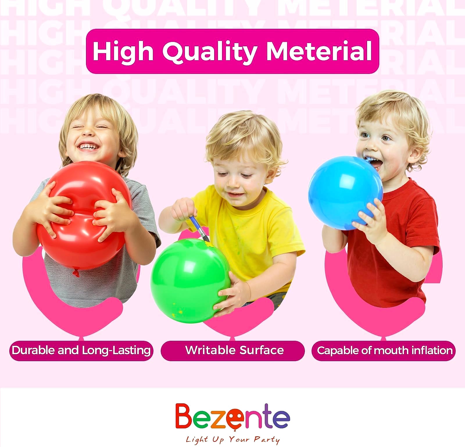 Bezente 12 Inch Rainbow Latex Balloons, 100 Pack Party Decorations