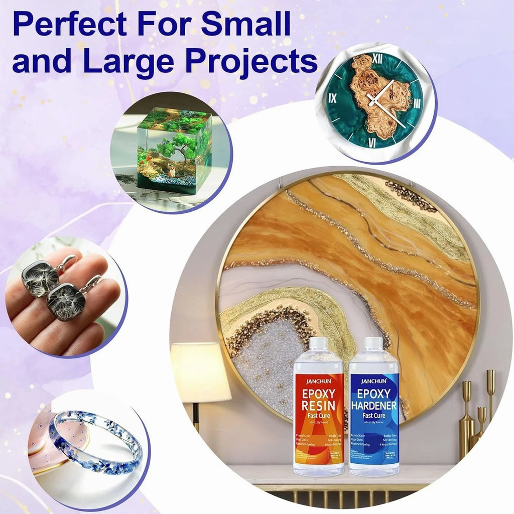 Complete 32oz Epoxy Resin Kit - Self-Leveling, Non-Toxic, For Crafts & Jewelry