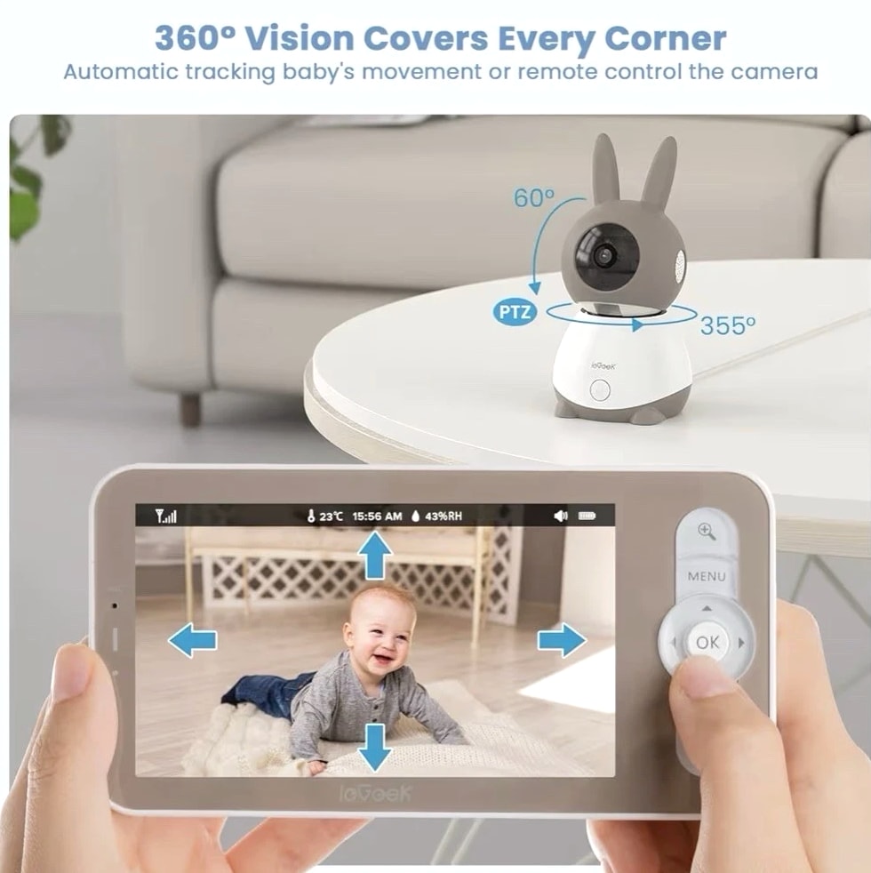 ieGeek Baby Monitor with 2K HD Resolution, Pan-Tilt-Zoom Video Baby Monitor Cam