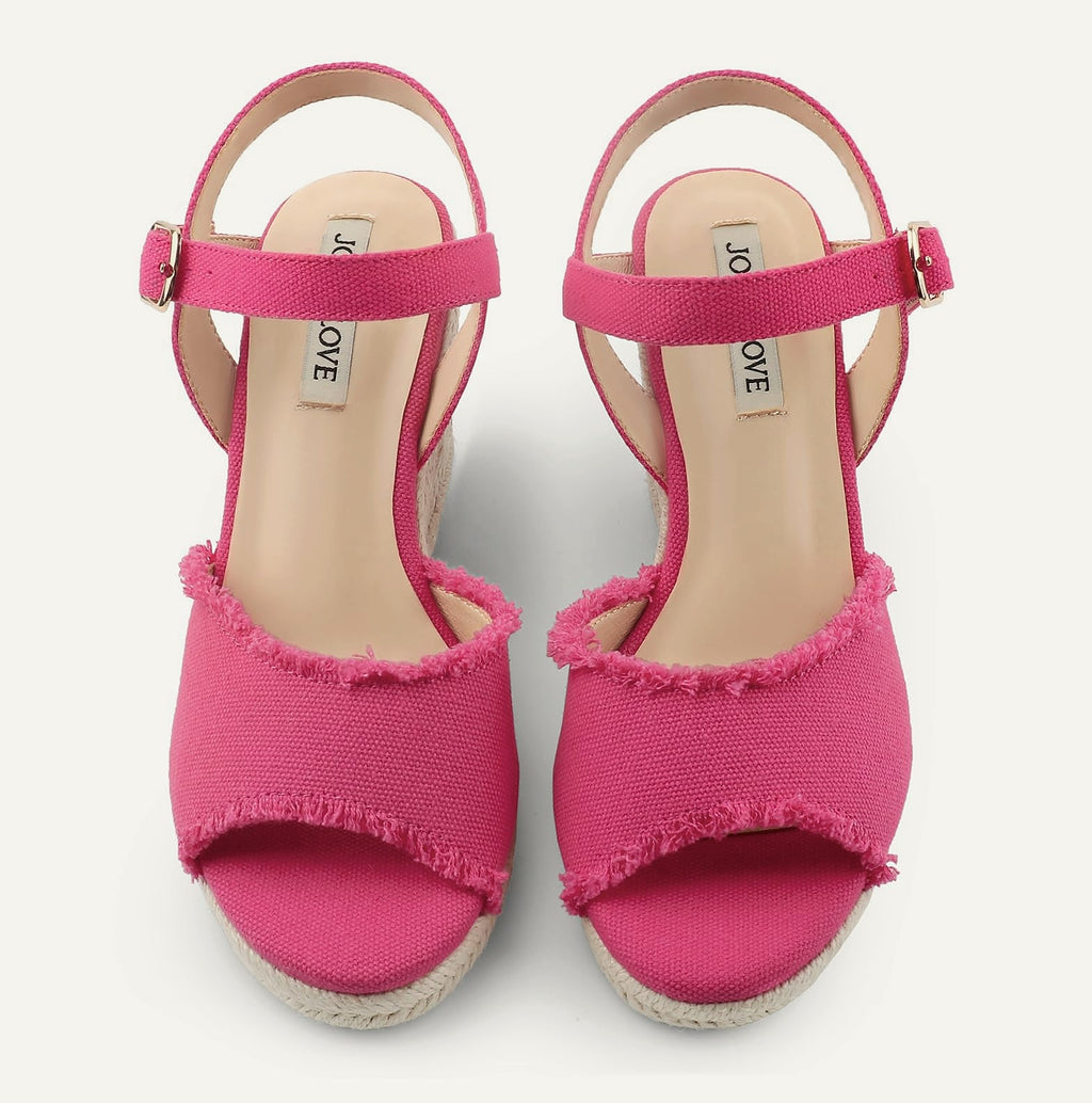 JOY IN LOVE Platform Wedge Sandals with Ankle Strap