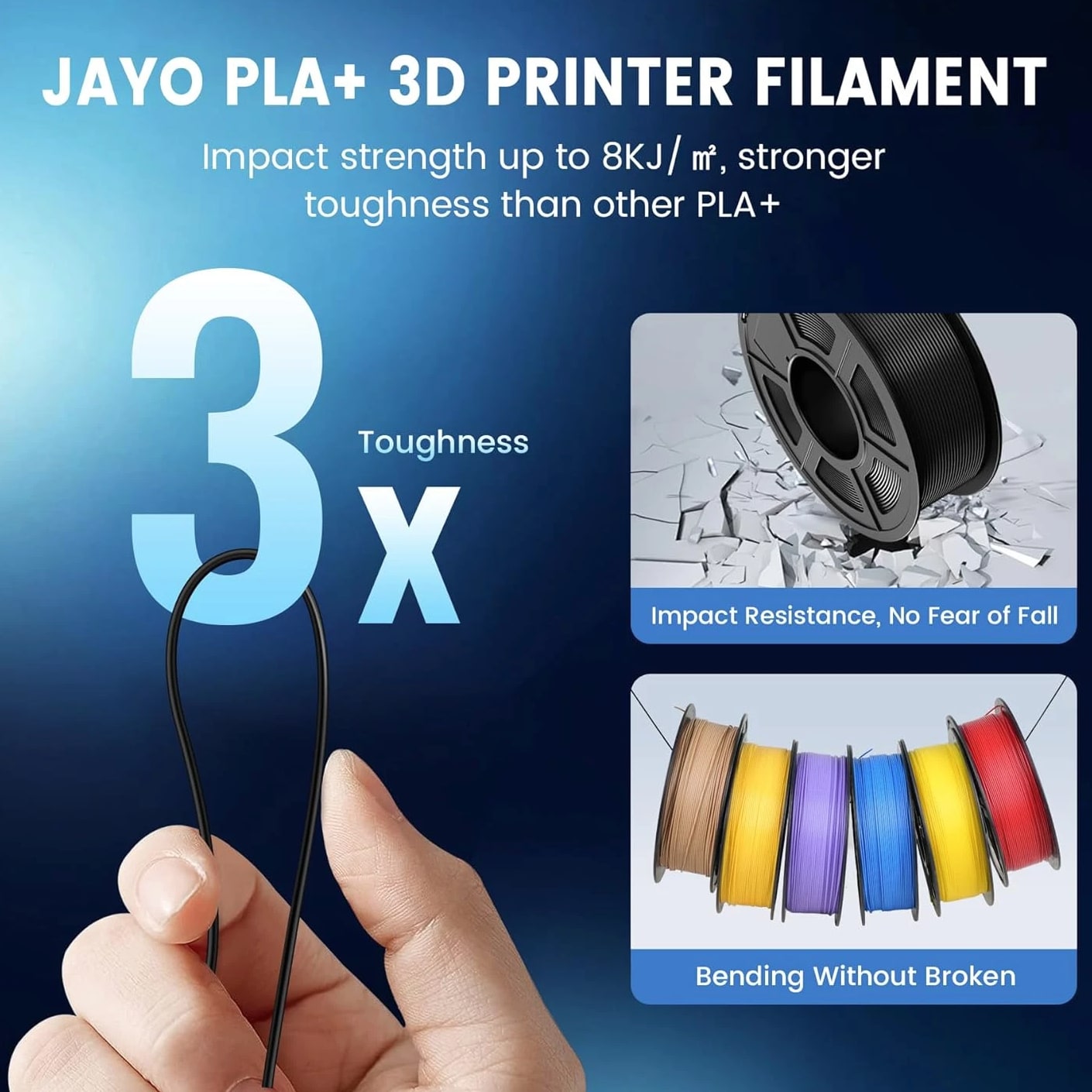 JAYO 10KG 1.75mm PLA Meta Matte Silk PETG Wood ABS 3D Printer Filament 1.1KG per Set