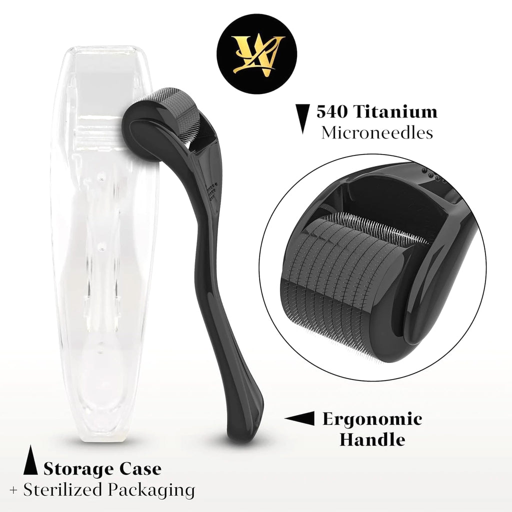 Derma Roller for Skin, Hair & Beard - Titanium Microneedling Roller for Women, Men