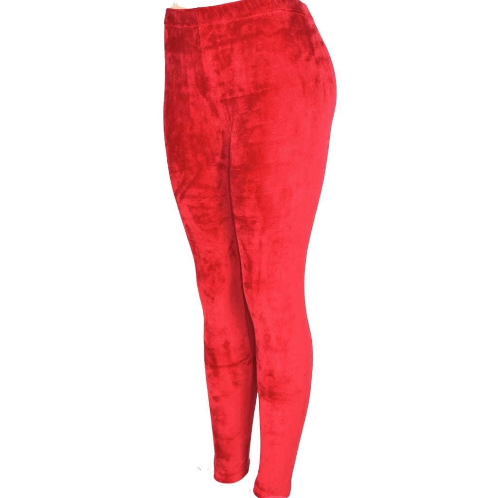 Women Slim Fit Velvet Velour Punk High Waist Sexy Leggings - S M L