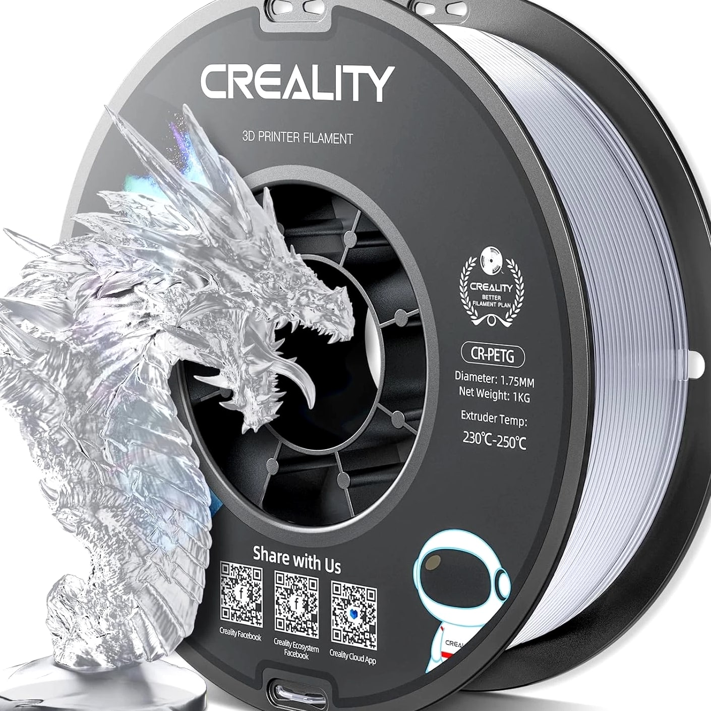 Creality PETG High Precision 3D Filament 1.75mm 1KG/Roll For 3D Printer