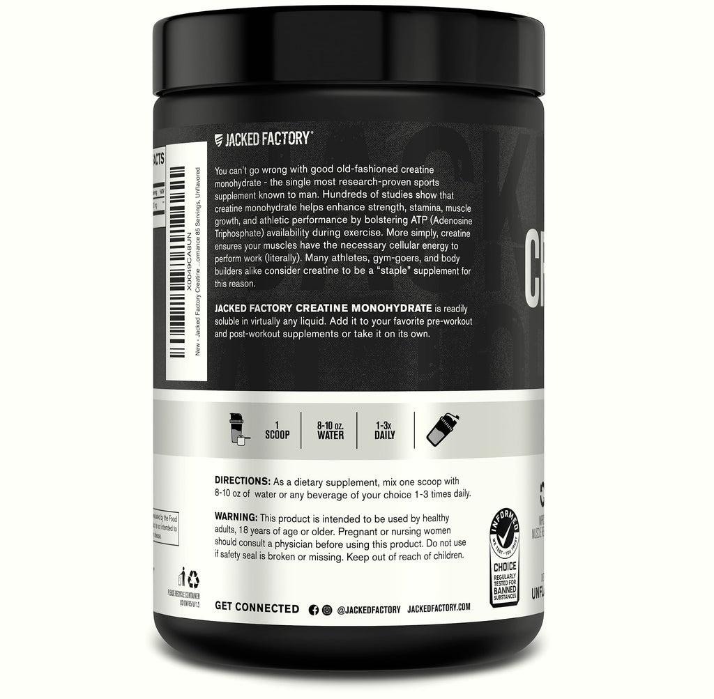 Jacked Factory Creatine Monohydrate Powder 425g Supplement