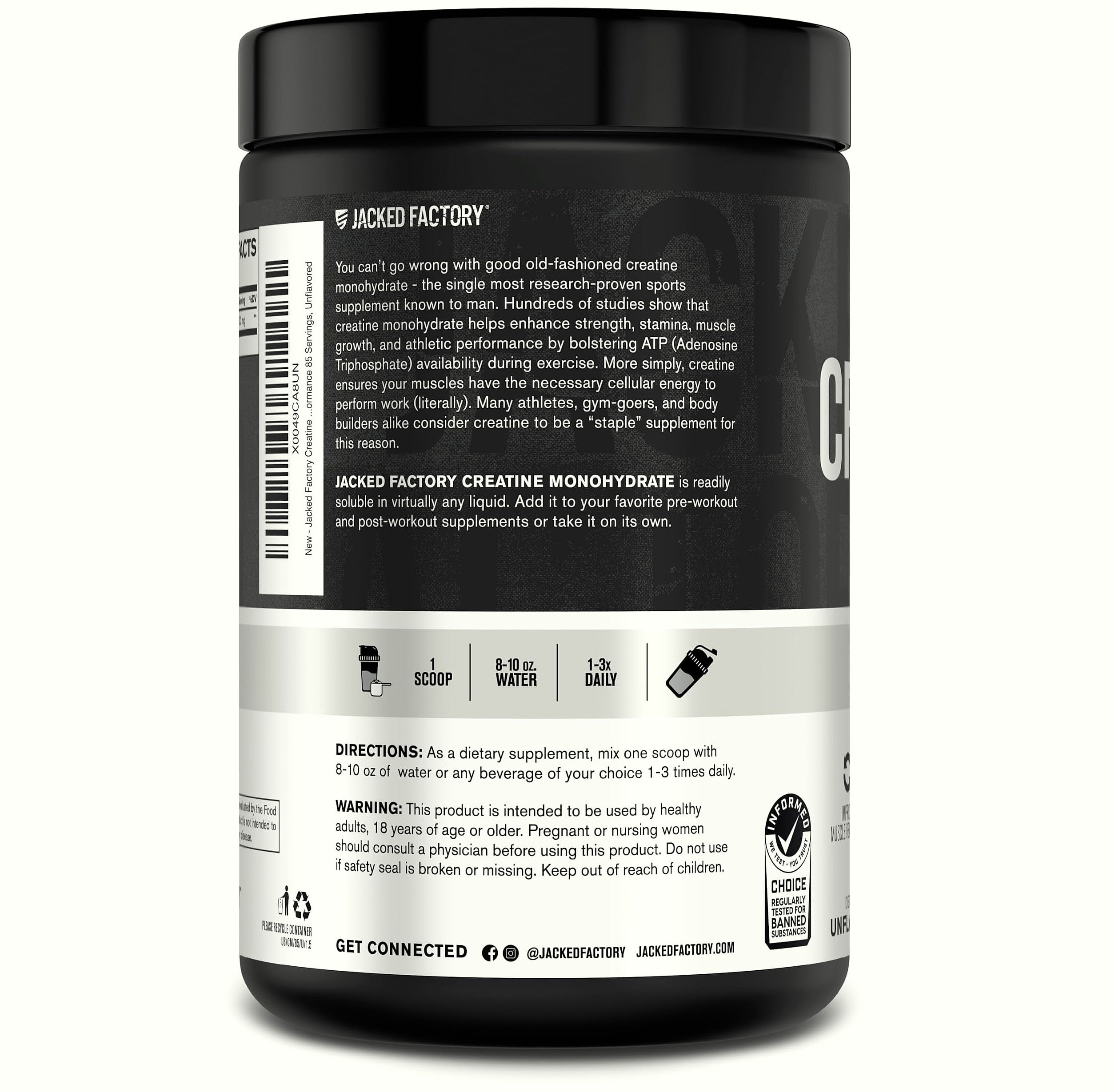 Jacked Factory Creatine Monohydrate Powder 425g Supplement