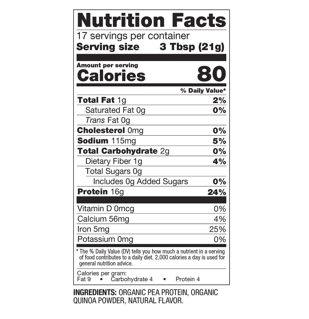 BetterBody Foods Organic Plant Protein Powder, 16g per Serving