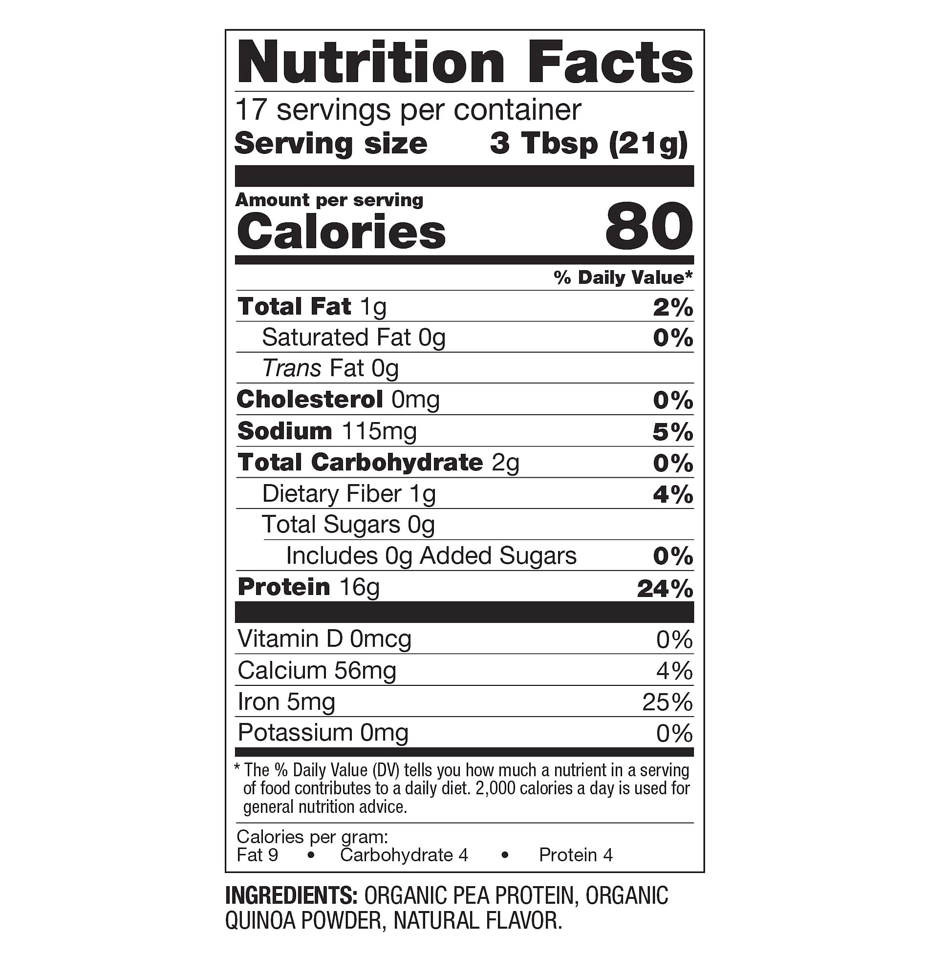 BetterBody Foods Organic Plant Protein Powder, 16g per Serving